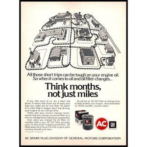 1974 AC Oil Filter Neighborhood Map Cartoon Vintage Print Ad Wall Art